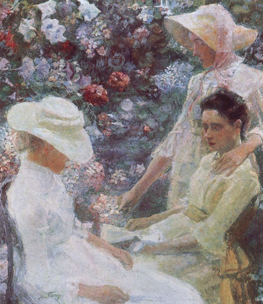 Three Women with Flowers